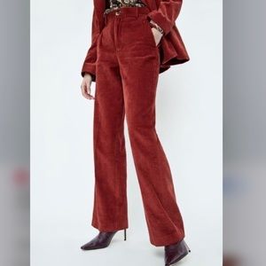 Zara Corduroy Wide Leg Trouser Pant